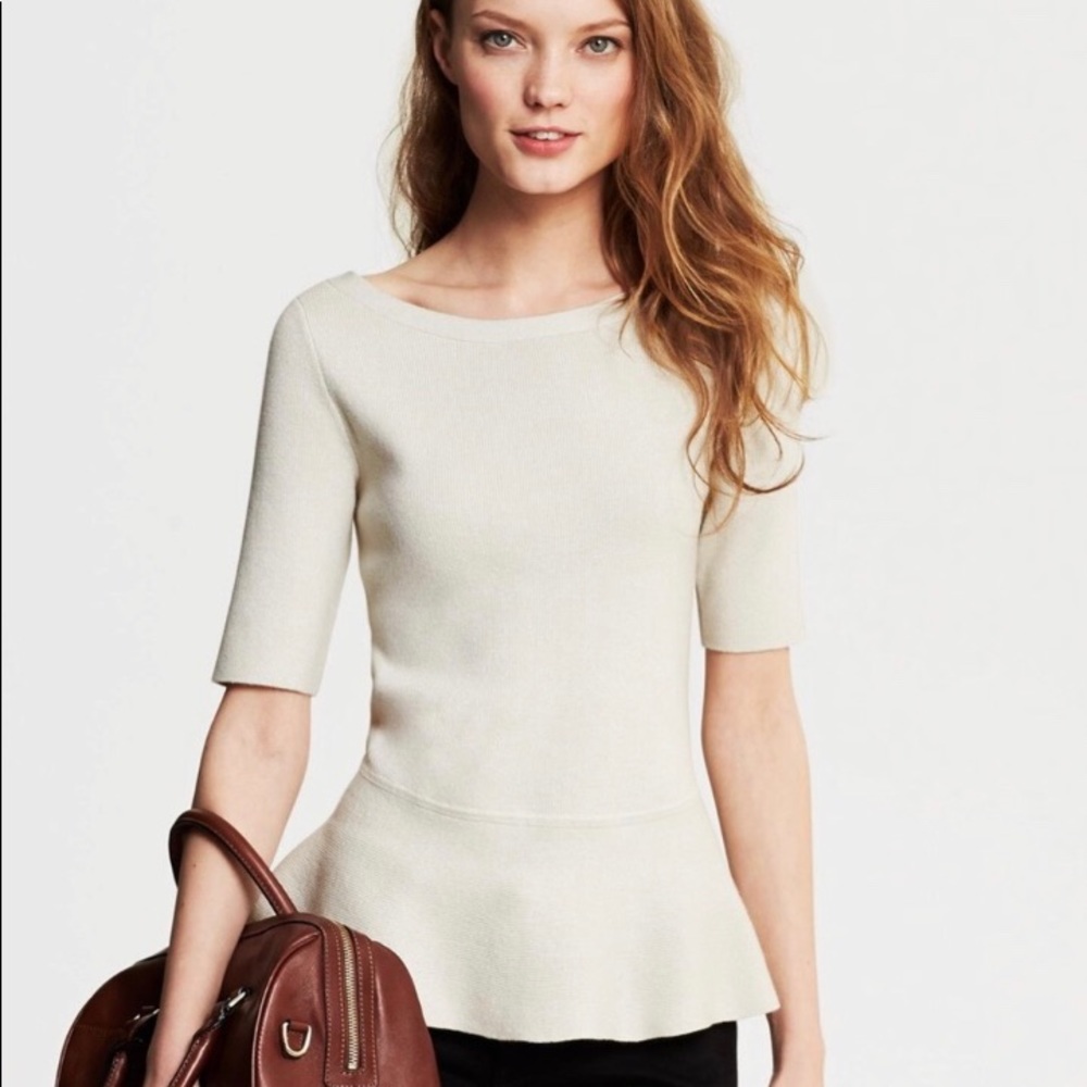 Medium cream colored Banana Republic peplum